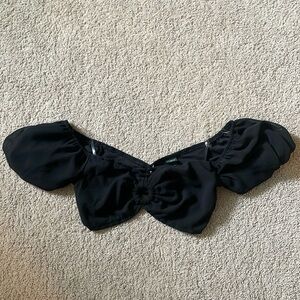 Wild Fable Off the Shoulder Black Puff Sleeve Crop Top